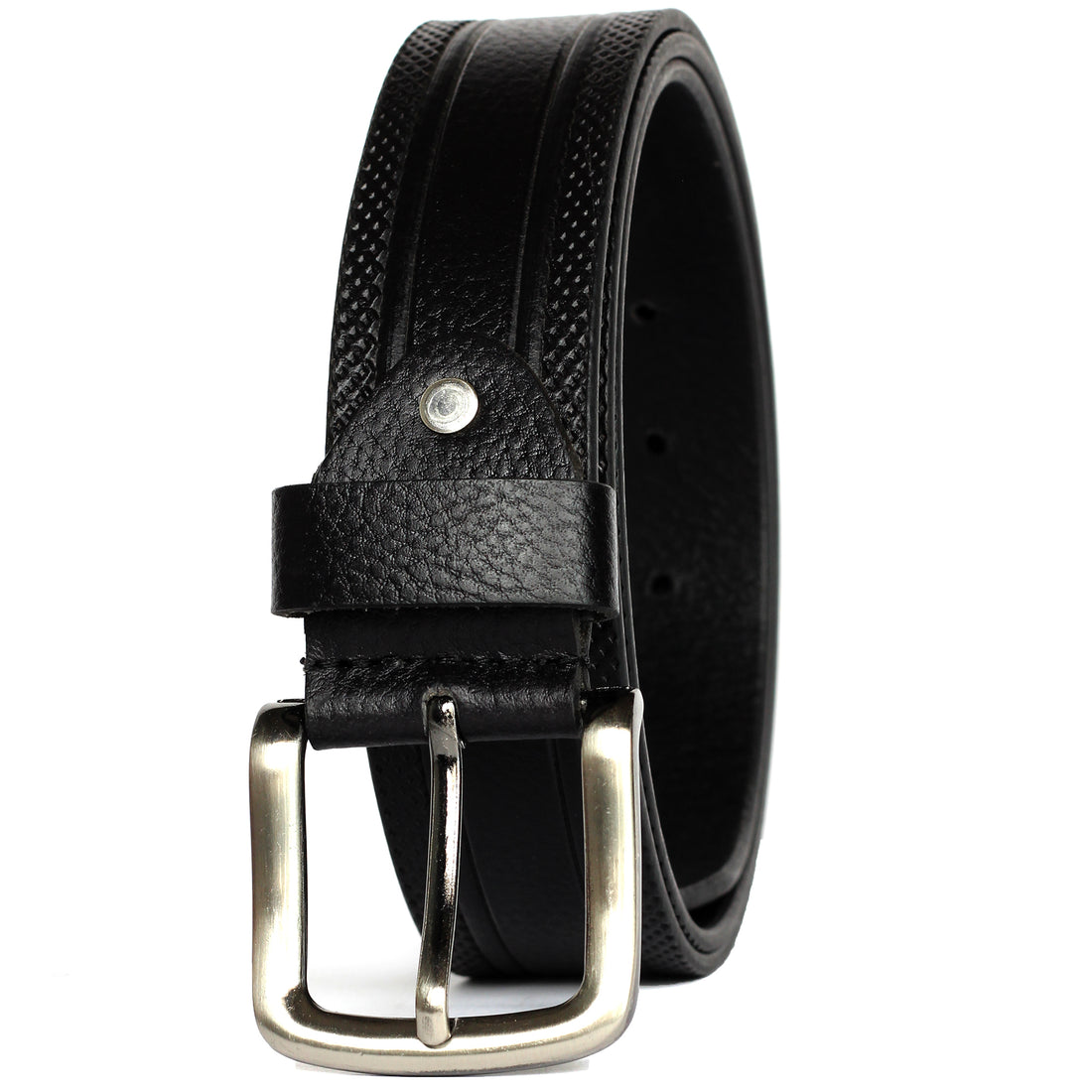 Ficuster Men Black Grain Leather Belt