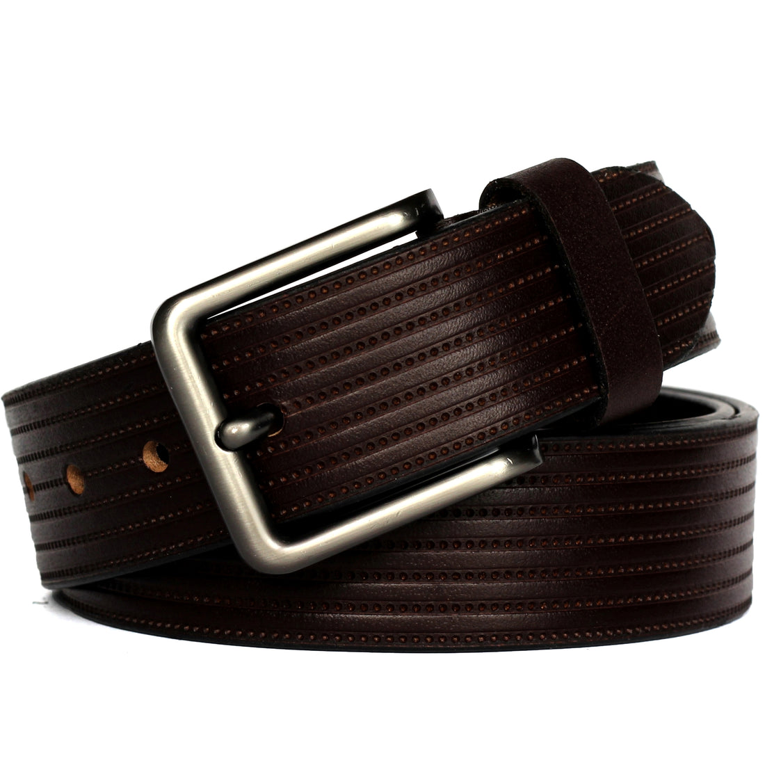 Ficuster Men Dark Brown Grain Leather Belt