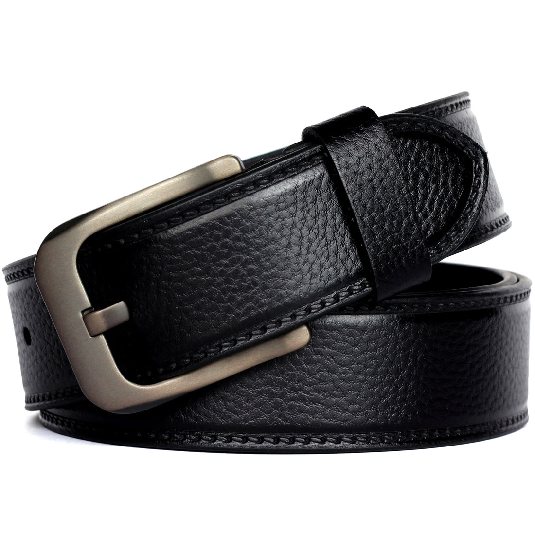 Ficuster Men Black Grain Leather Belt