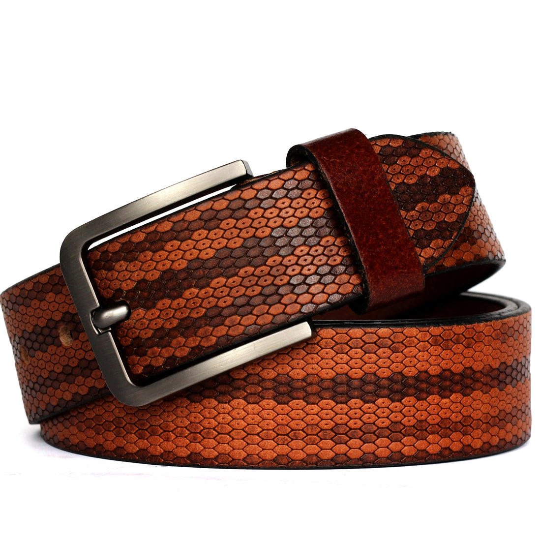 Ficuster Men Brown Grain Leather Belt