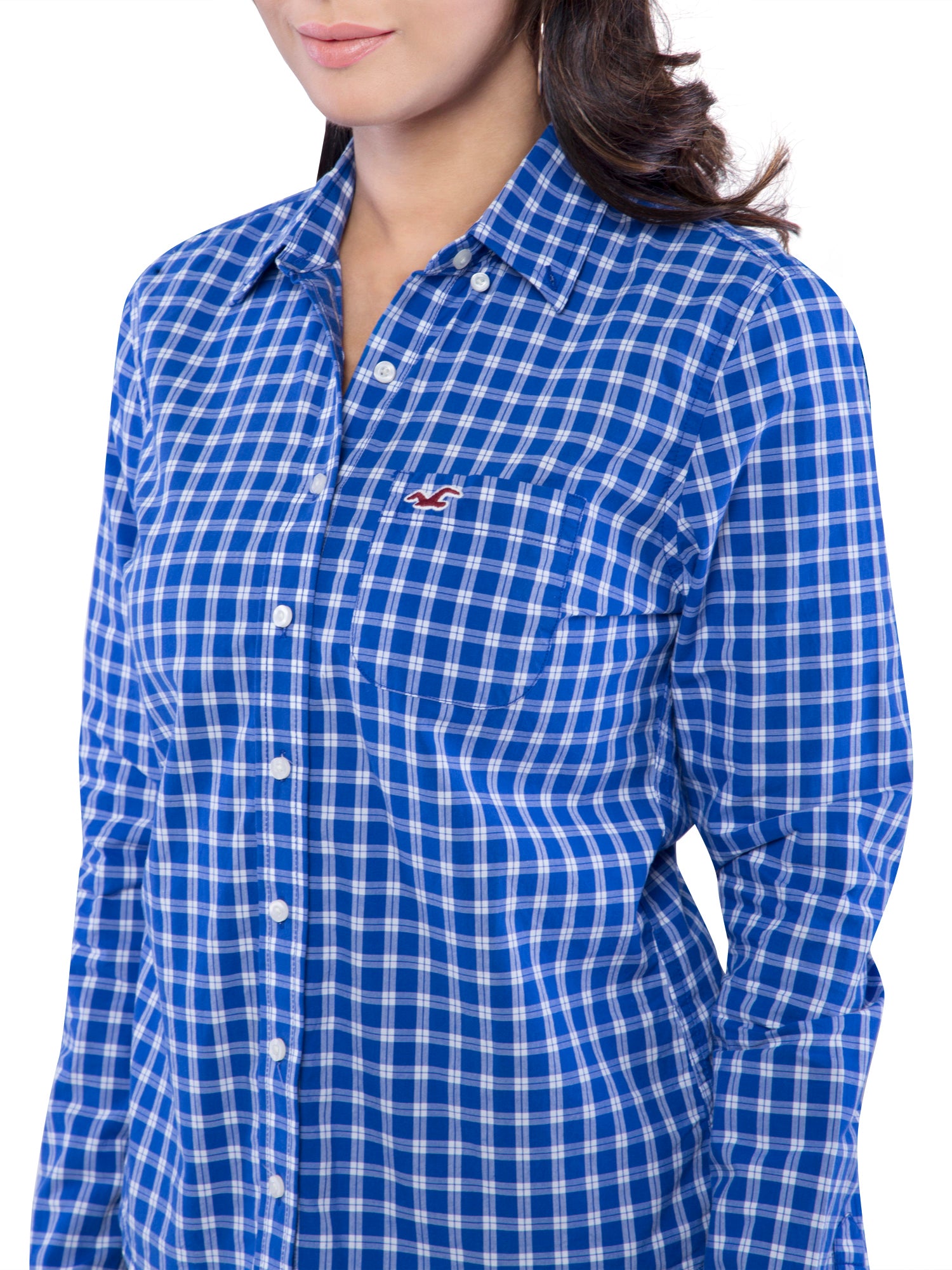 Hollister Women Blue Striped Shirt