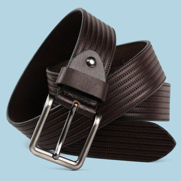 Ficuster Men Dark Brown Grain Leather Belt