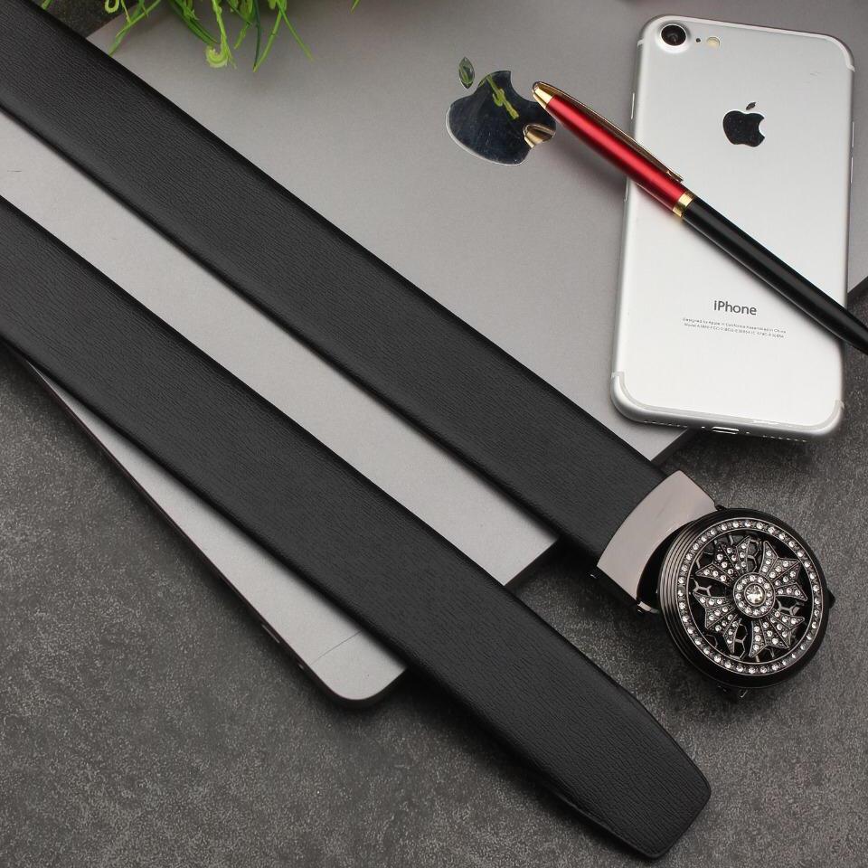 Ficuster Autolock Metal Buckle Black Stylish Vegan Leather Belt