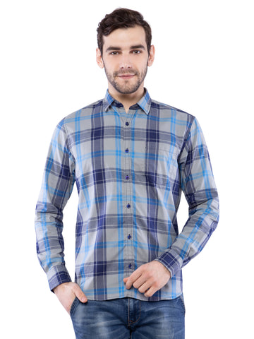 Ficuster Men Grey Checkered Shirt