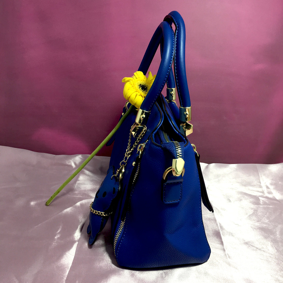 Ficuster Blue Faux Leather Handbag