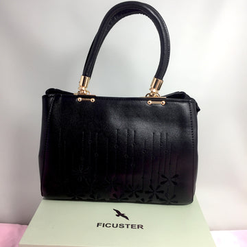 Ficuster Black Faux Leather Handbag