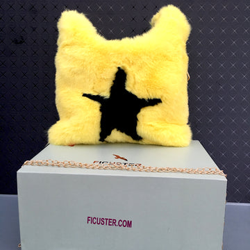 Ficuster Faux Fur Yellow Sling Bag