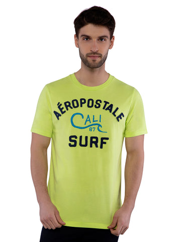 Aeropostale Men Lime Applique Crew Neck T-Shirt