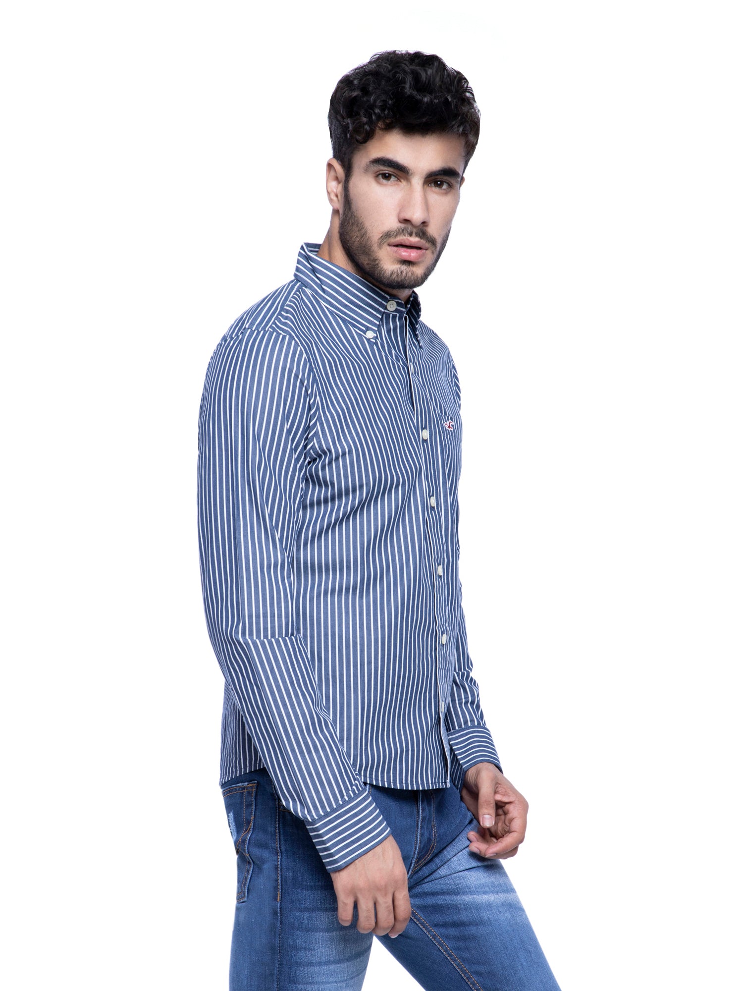 Hollister henley t-shirt with button front in stripe