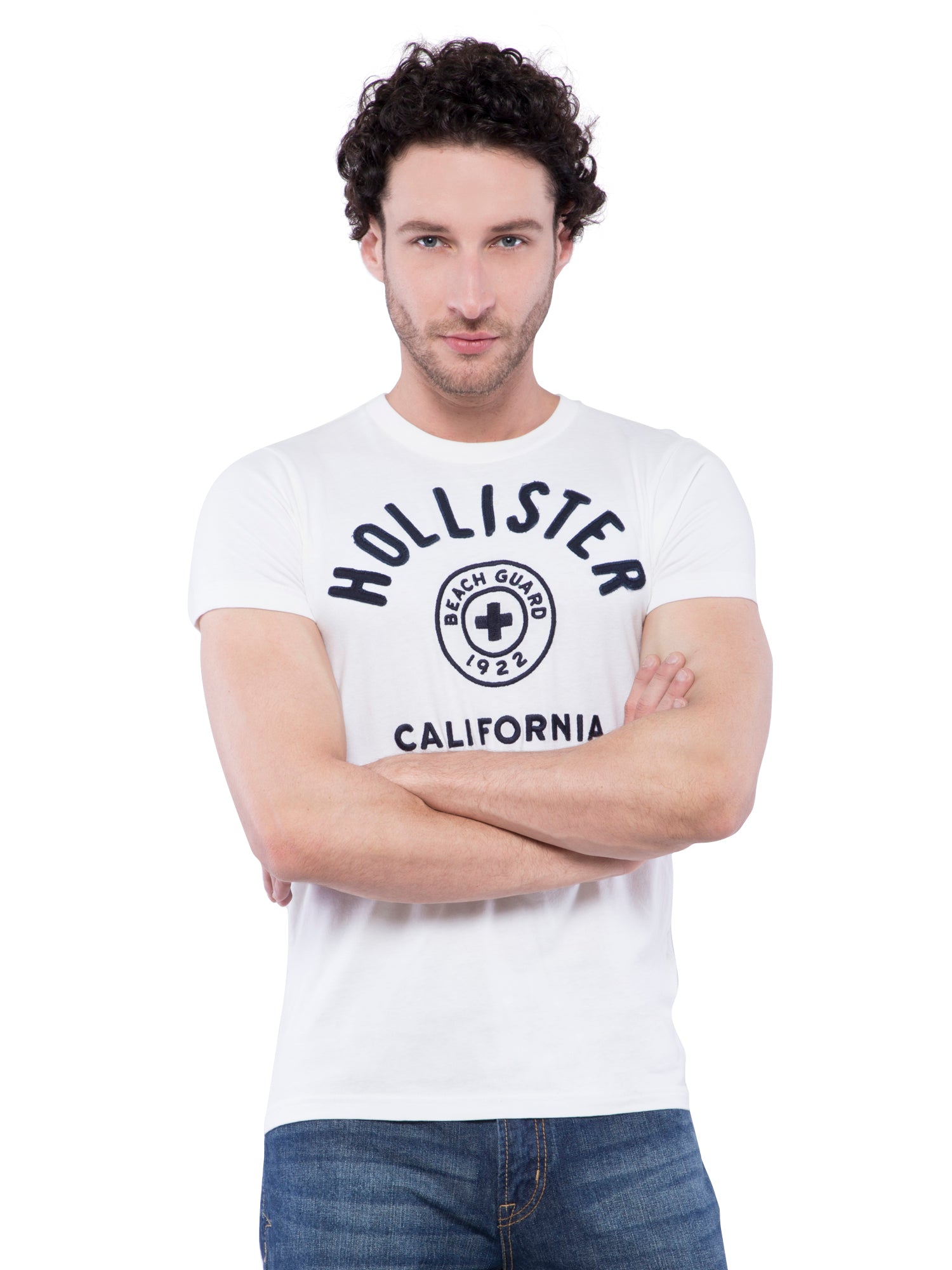 Hollister white crew clearance neck