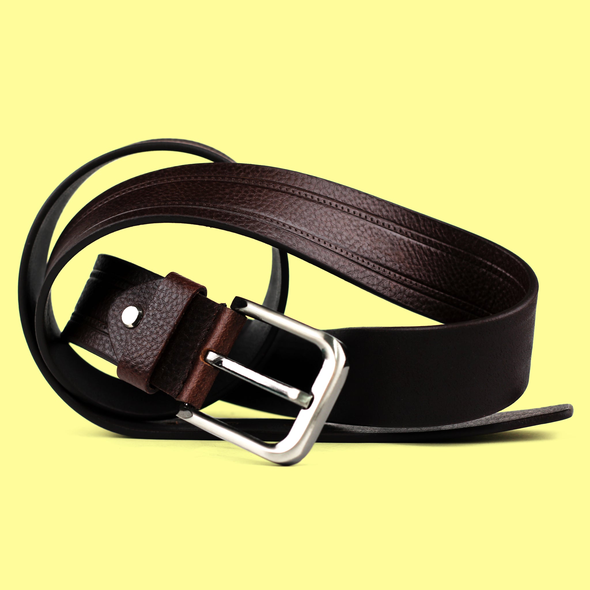 Ficuster Men Dark Brown Genuine Leather Belt