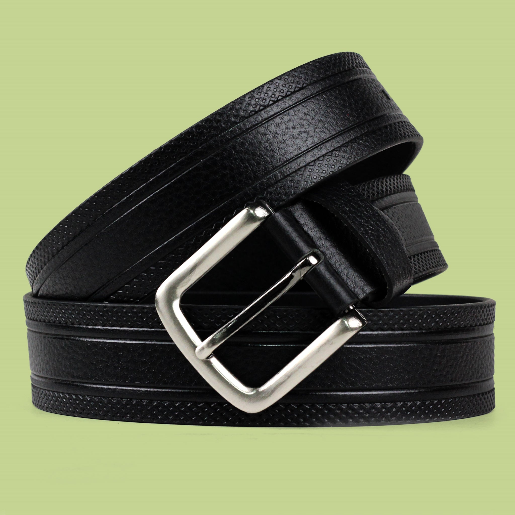 Ficuster Men Black Grain Leather Belt