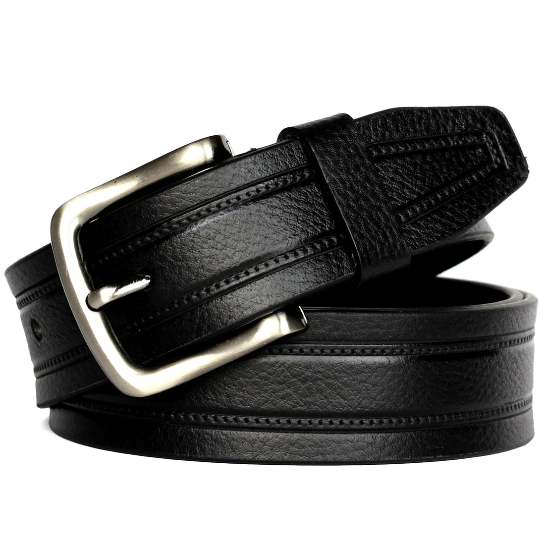 Ficuster Men Black Grain Leather Belt
