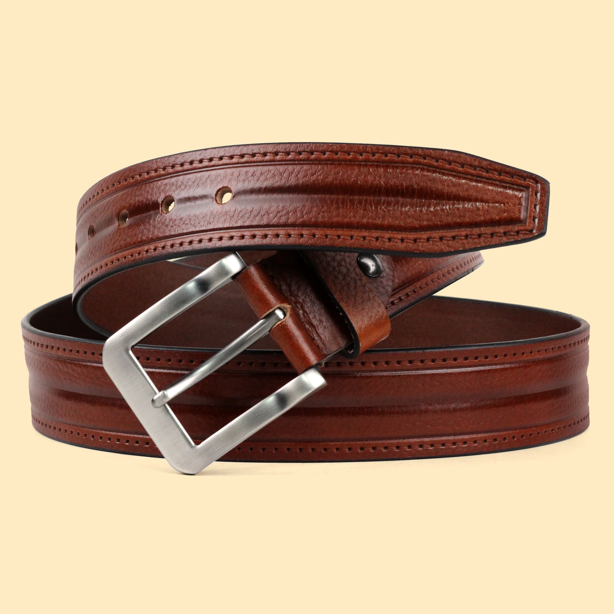 Ficuster Men Brown Grain Leather Belt