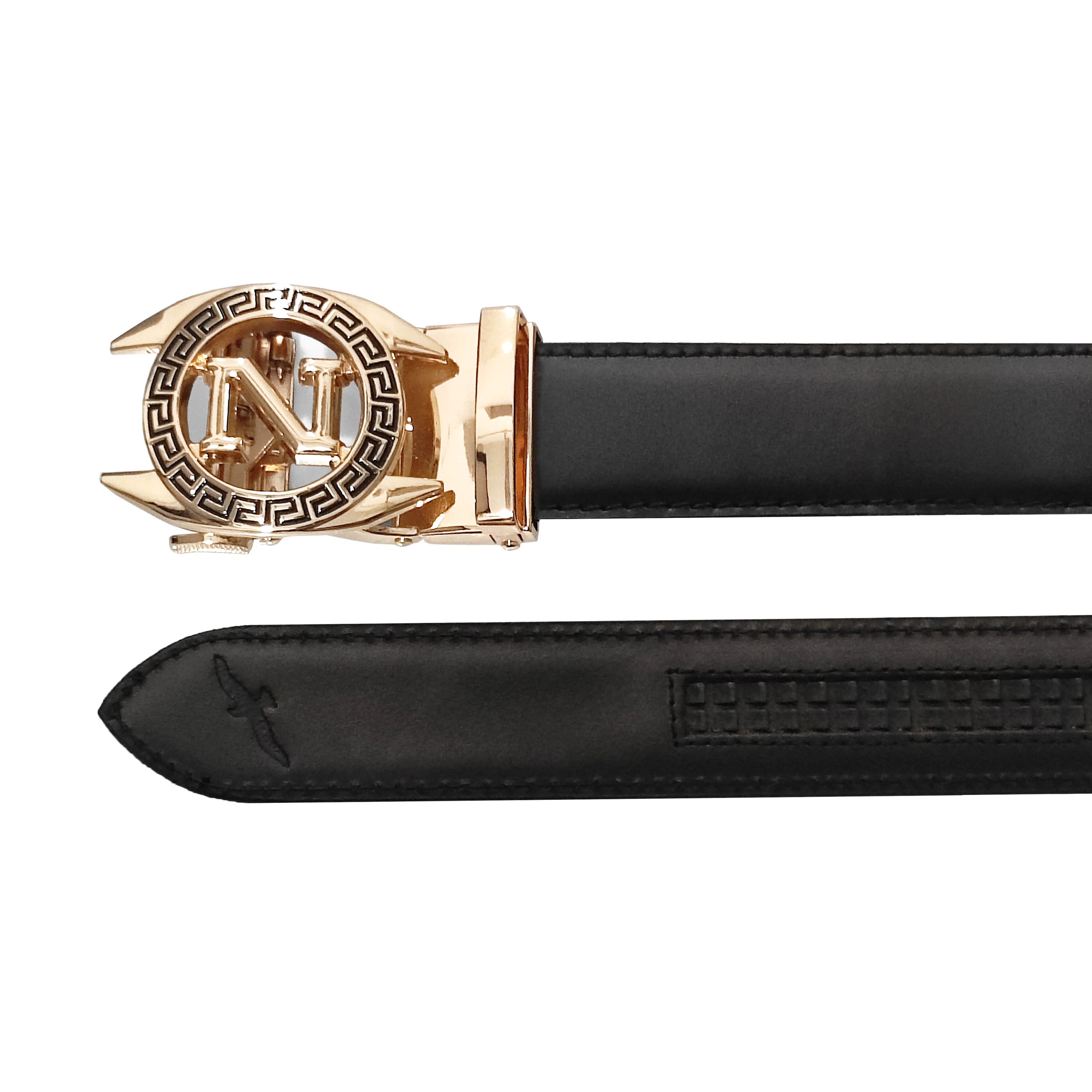 Ficuster Men Autogrip Metal Buckle Black Textured N Letter