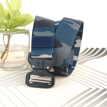 Ficuster Unisex Blue Camouflage Pattern Nylon Canvas Braided Belt