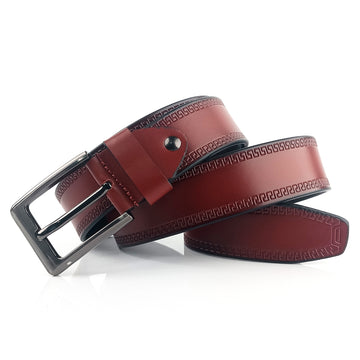 Ficuster Men Dark Brown Grain Leather Belt