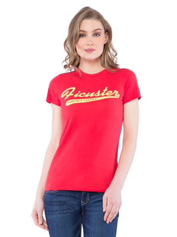 Ficuster Women Red Printed Crew Neck T-Shirt