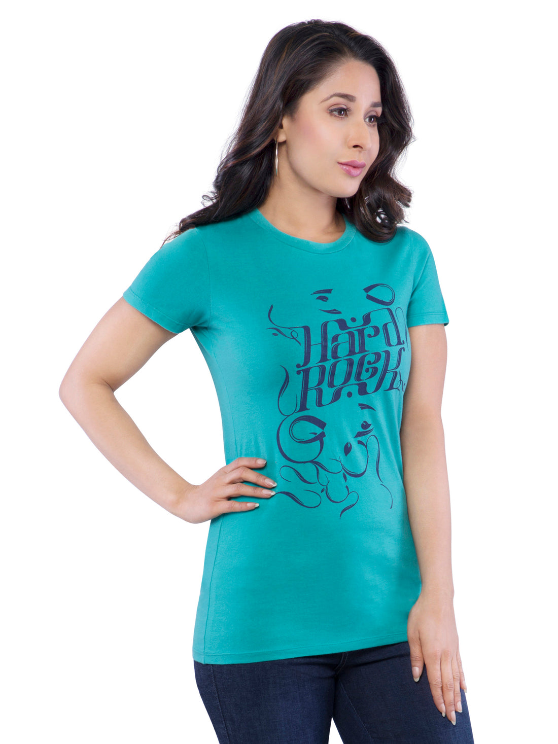 Ficuster Women Turquoise Printed T-Shirt