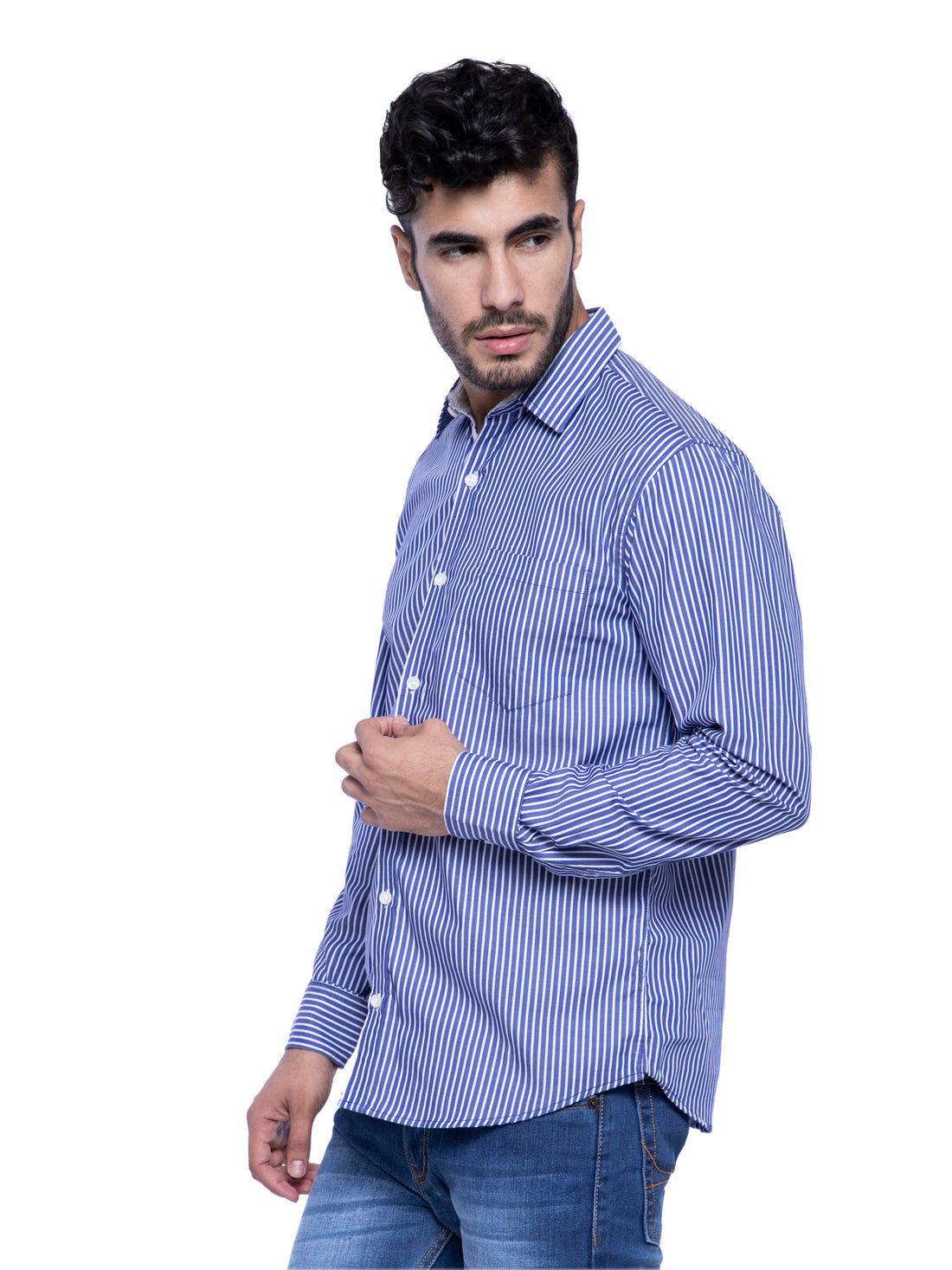 Ficuster Men Blue Striped Pattern Shirt