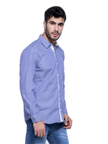 Ficuster Men Blue Striped Pattern Shirt