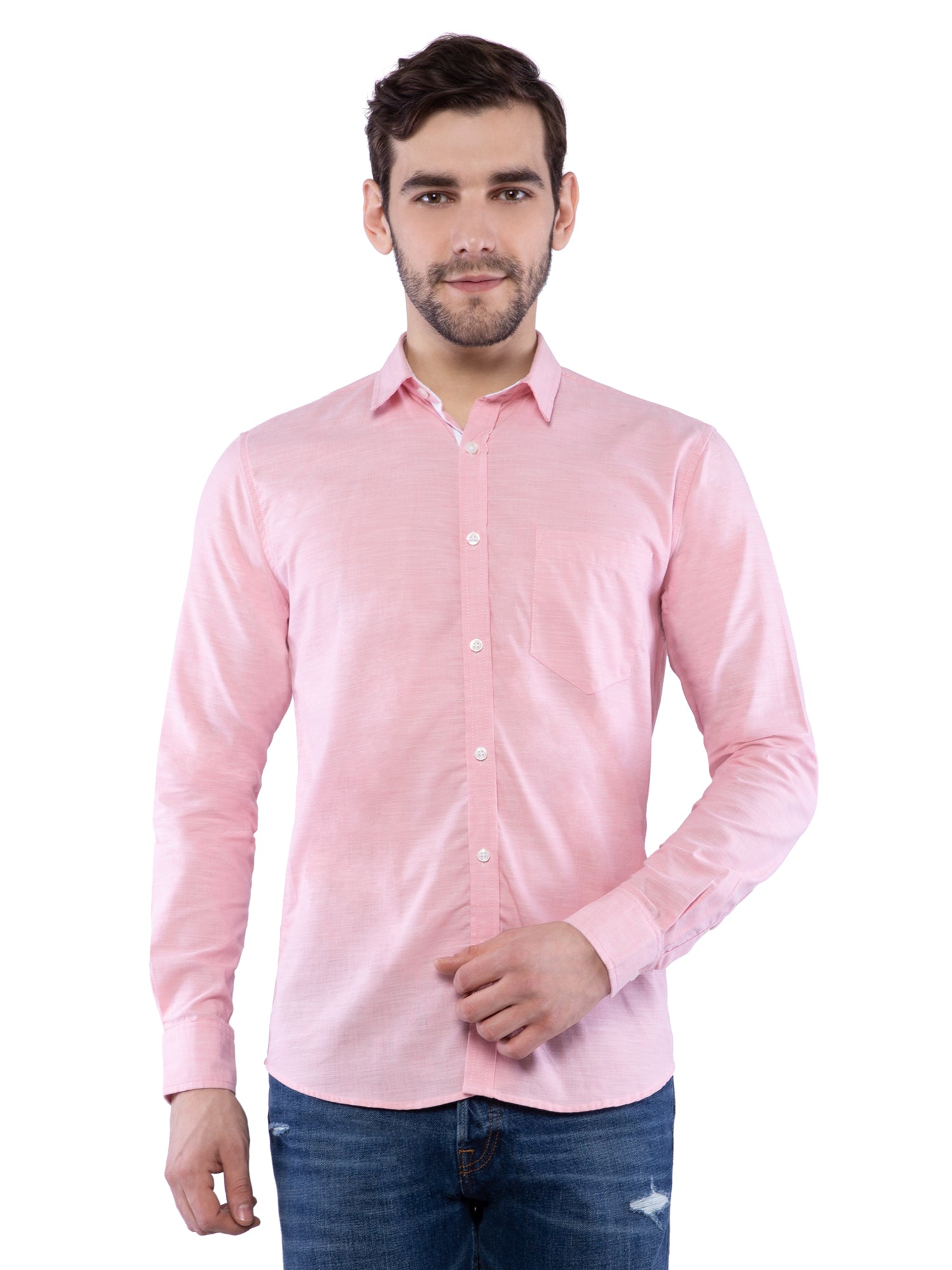 Ficuster Men Light Pink Solid Shirt