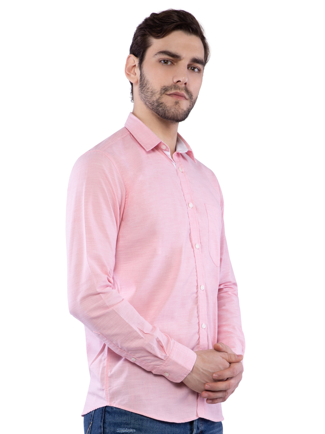 Ficuster Men Light Pink Solid Shirt