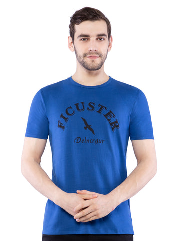 Ficuster Men Blue Crew Neck T-Shirt