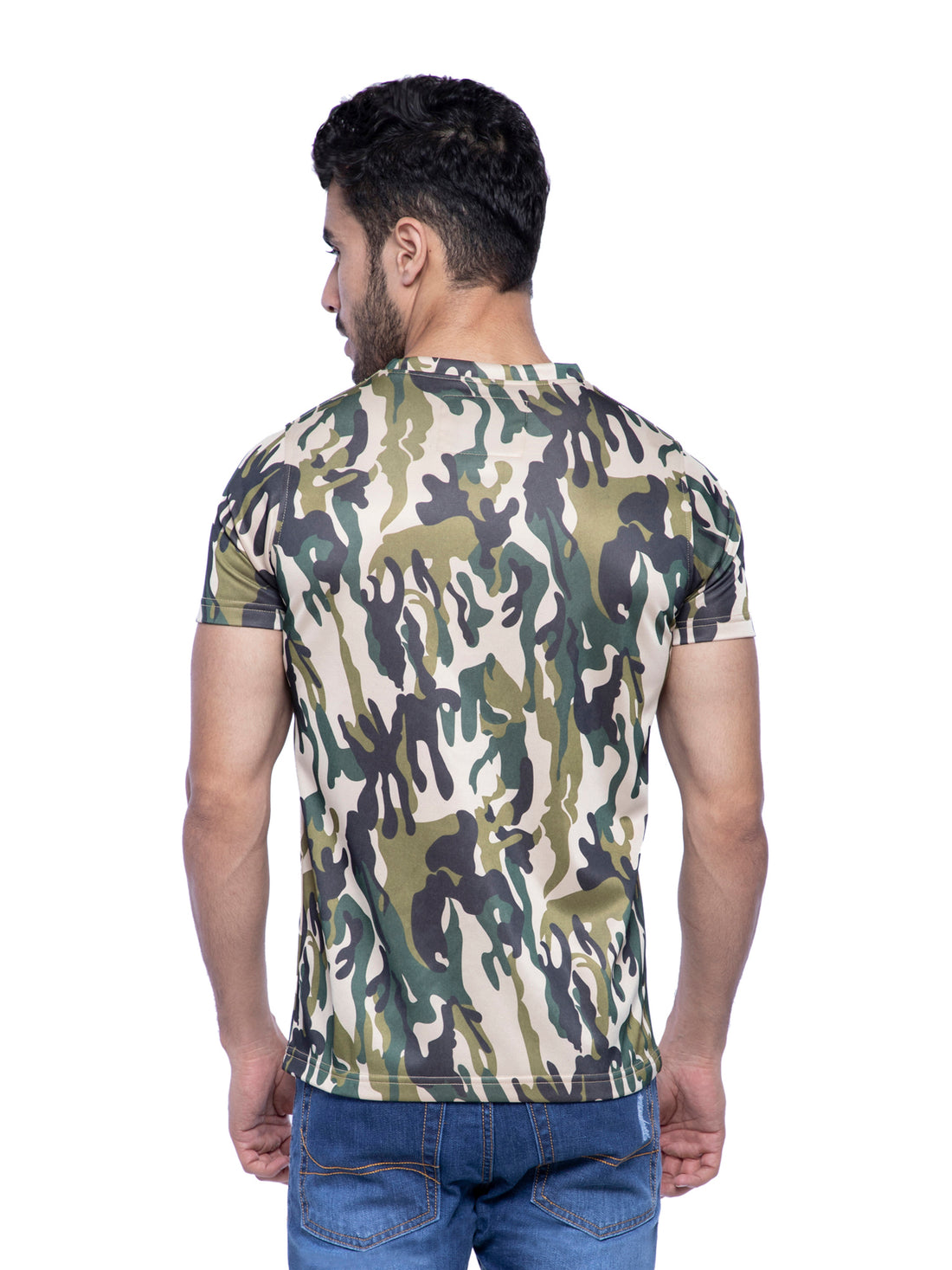 Ficuster Men Crew Neck Camouflage Print T-Shirt
