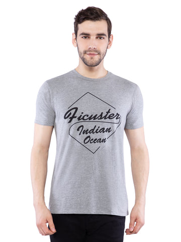 Ficuster Men Grey Crew Neck T-Shirt
