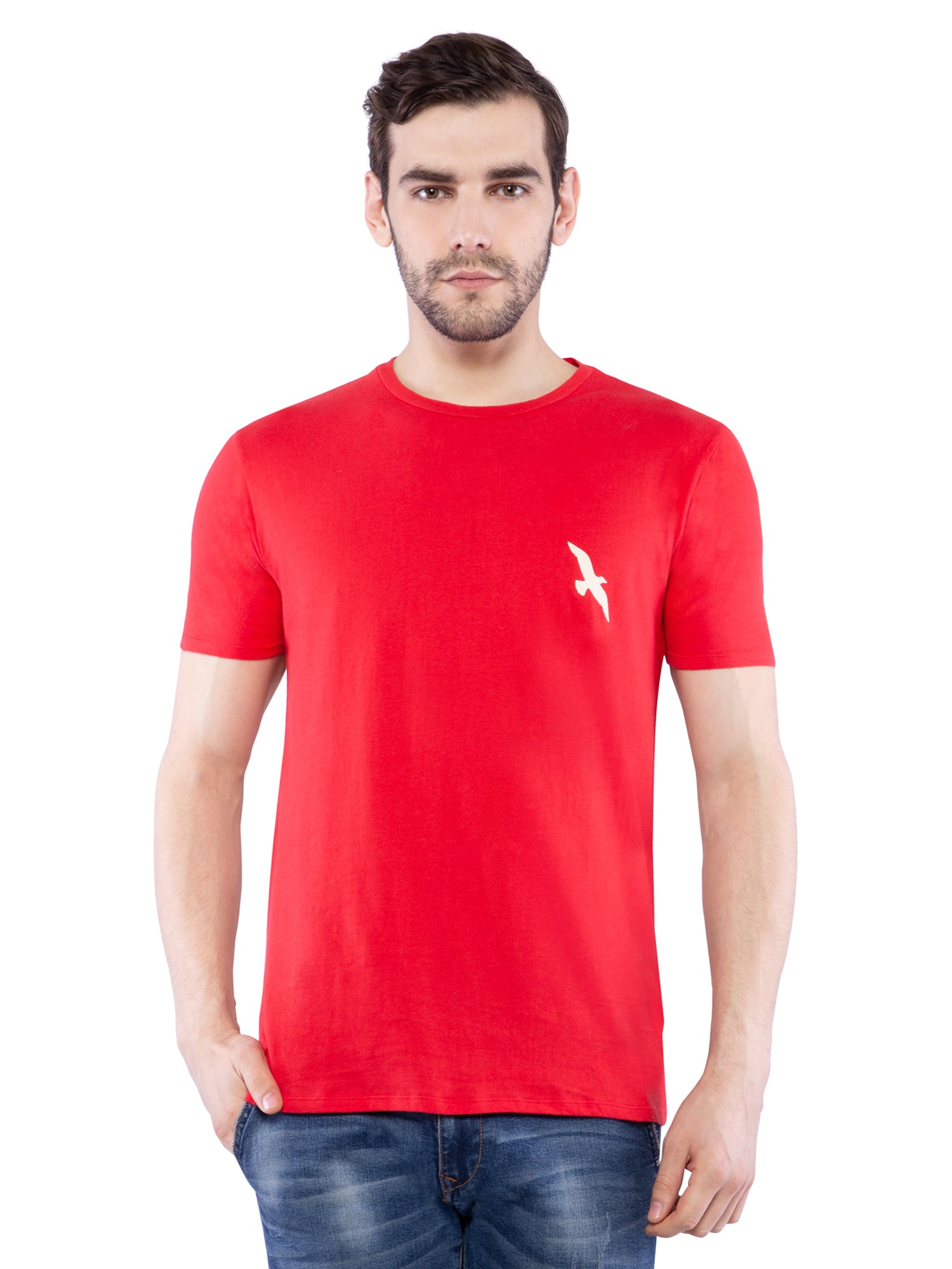Ficuster Men Red Solid Crew  Neck T-Shirt