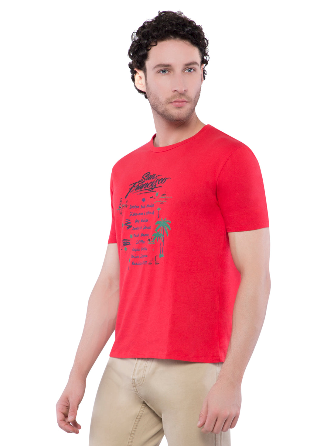 Ficuster Men Red Printed Crew Neck T-Shirt