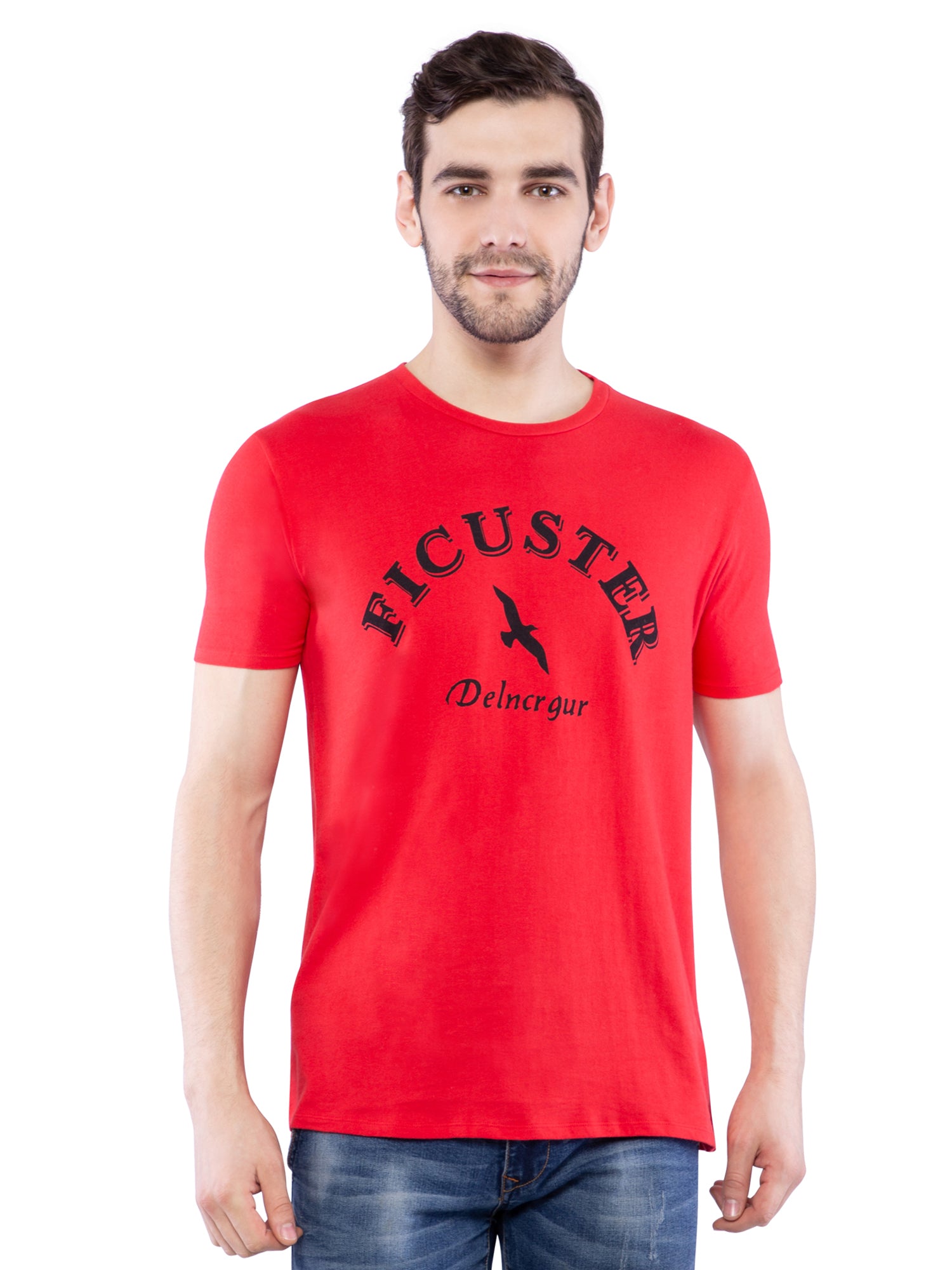 Ficuster Men Red Crew Neck T-Shirt