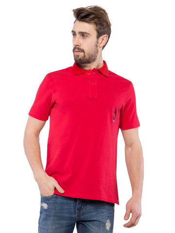 Ficuster Men Red Pique Polo T-Shirt