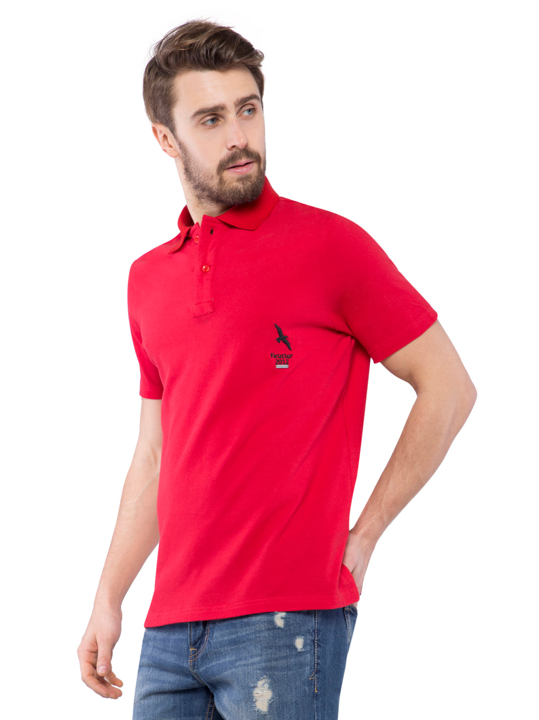 Ficuster Men Red Pique Polo T-Shirt