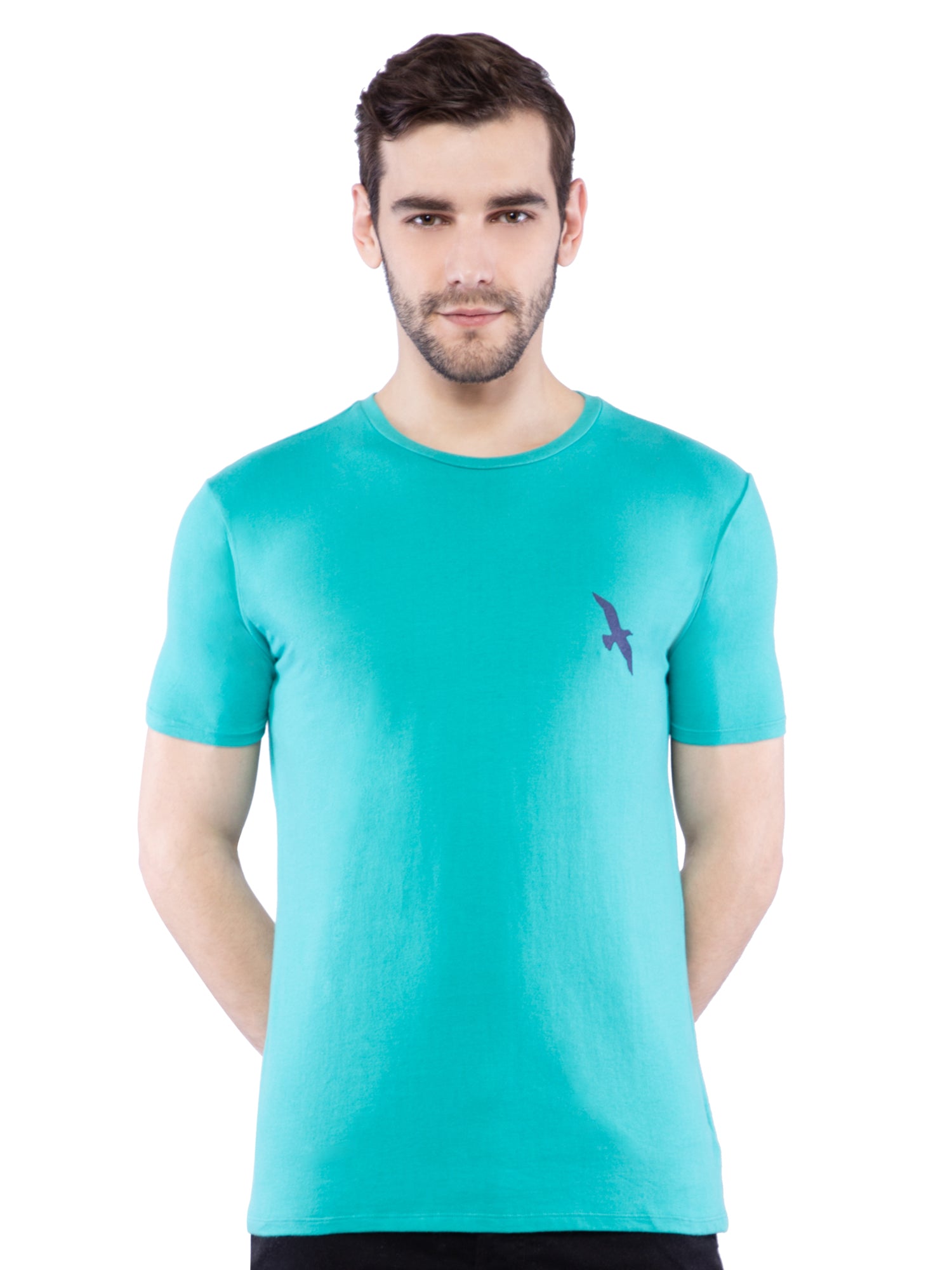 Ficuster Men Turquoise Crew Neck T-Shirt