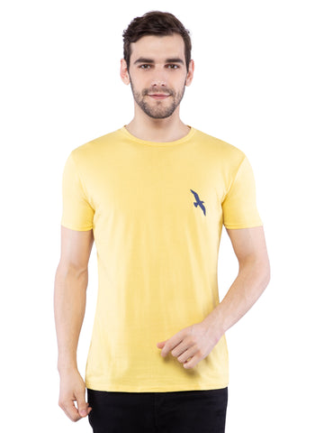 Ficuster Men Yellow Crew  Neck T-Shirt