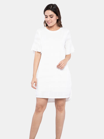 Ficuster Women Bell Sleeve White Dress