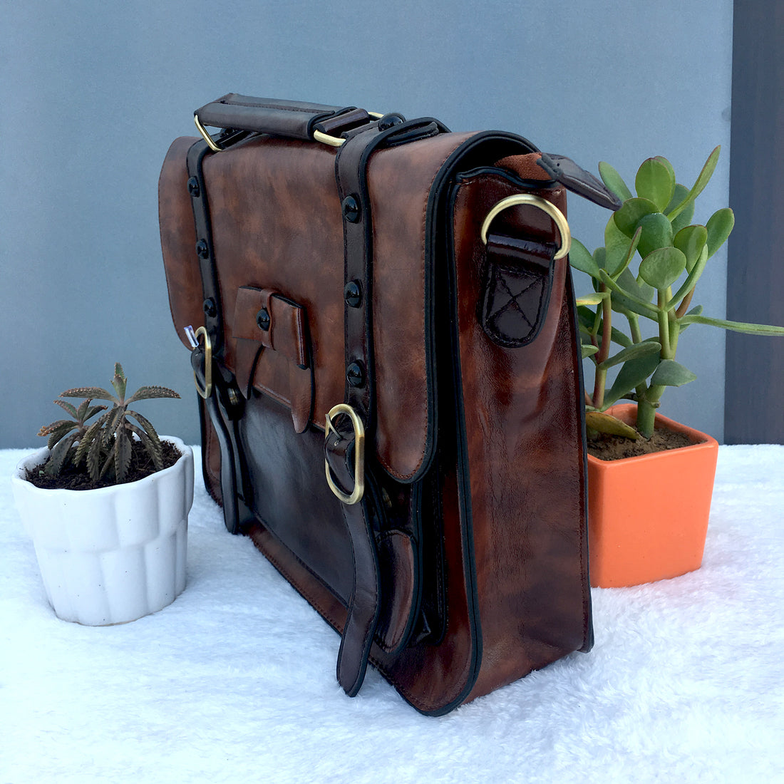 Ficuster Tan Leather Handbag