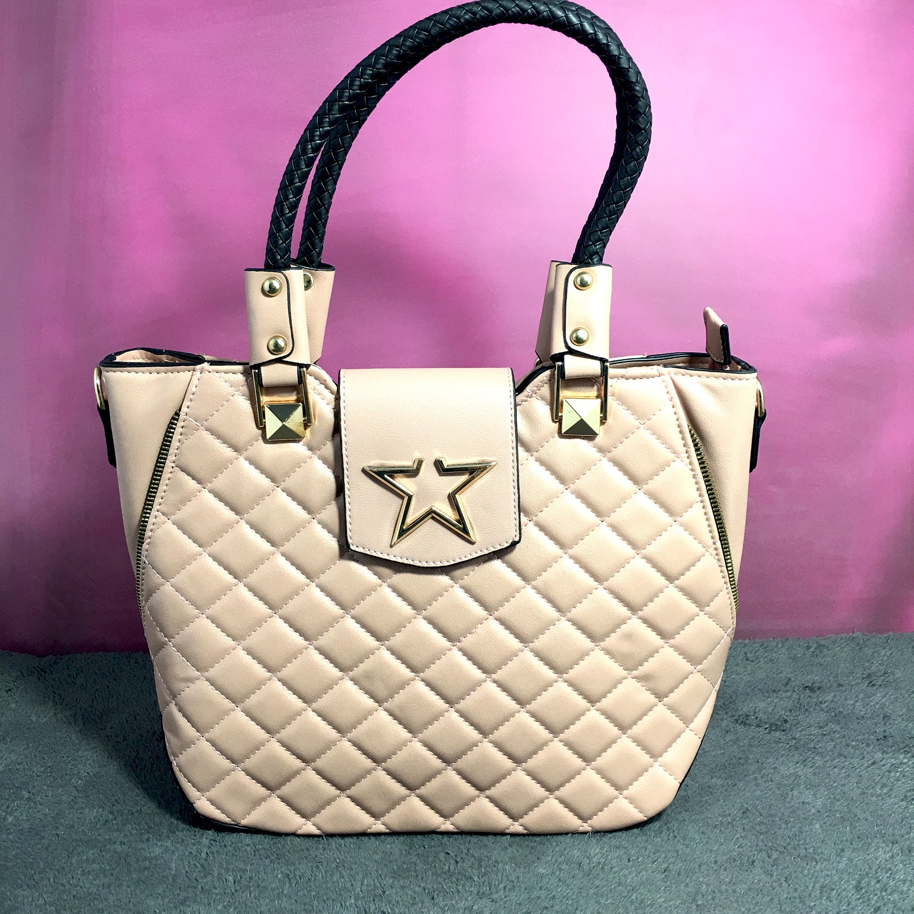 Ficuster Light Pink Faux Leather Handbag