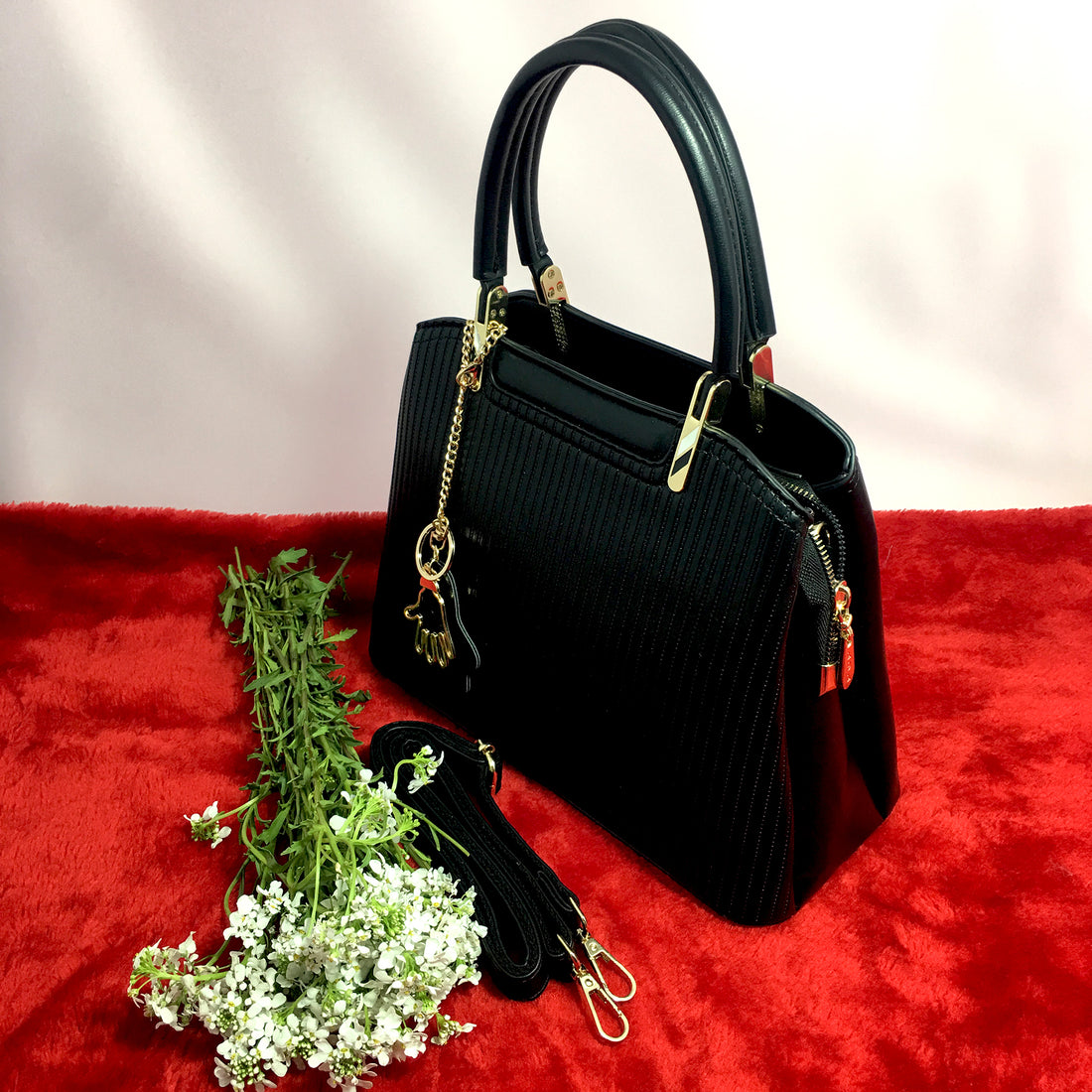 Ficuster Black Solid Handbag