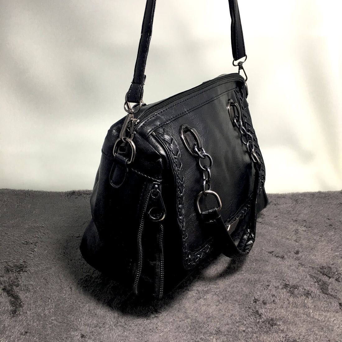 Ficuster Solid Black Handbag