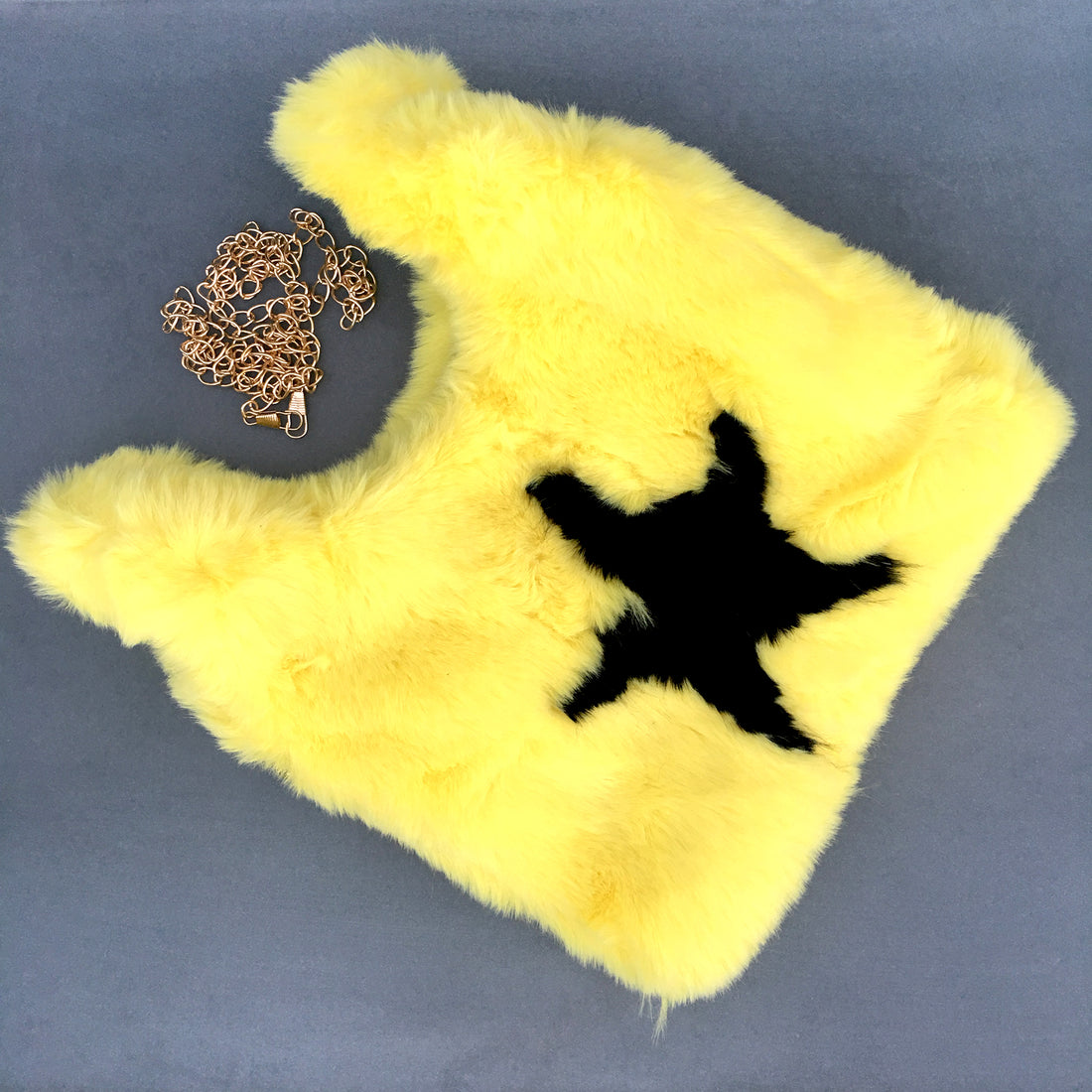 Ficuster Faux Fur Yellow Sling Bag