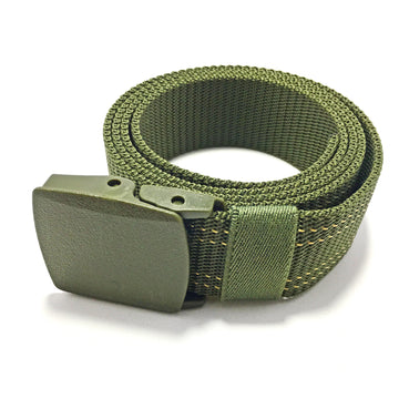 Ficuster Unisex Military Green Plastic Buckle Dual Stitch Nylon Canvas Braided Belt