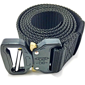 Ficuster Unisex Black Metal Push Lock Buckle Nylon Canvas Braided Belt