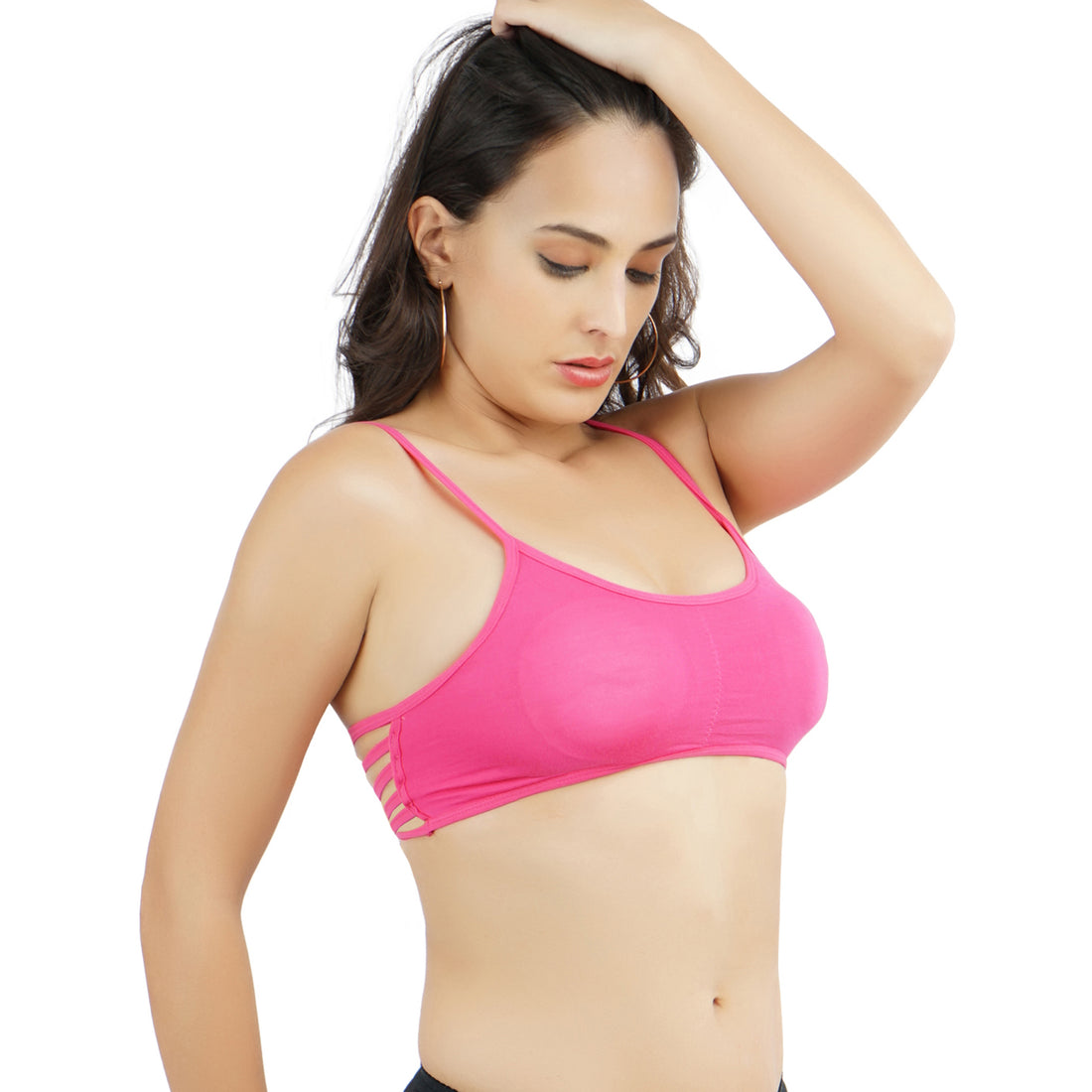 Ficuster Stretchable Removable Pad Sports Pink Bralette
