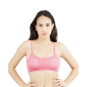Ficuster Stretchable Removable Pad Pink Sports Bra