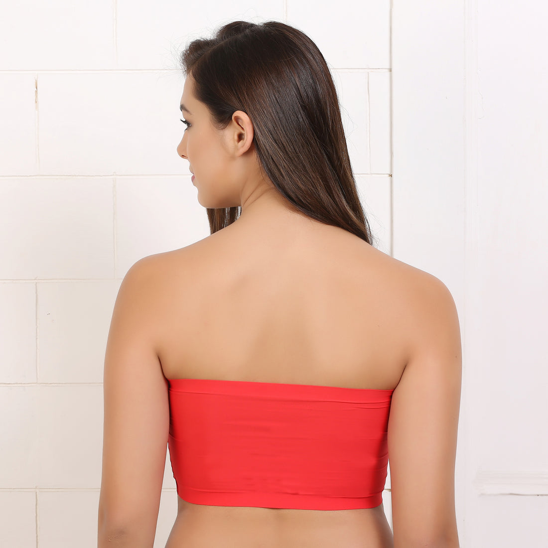 Ficuster Strapless Breathable Bandeau Tube Red Bra