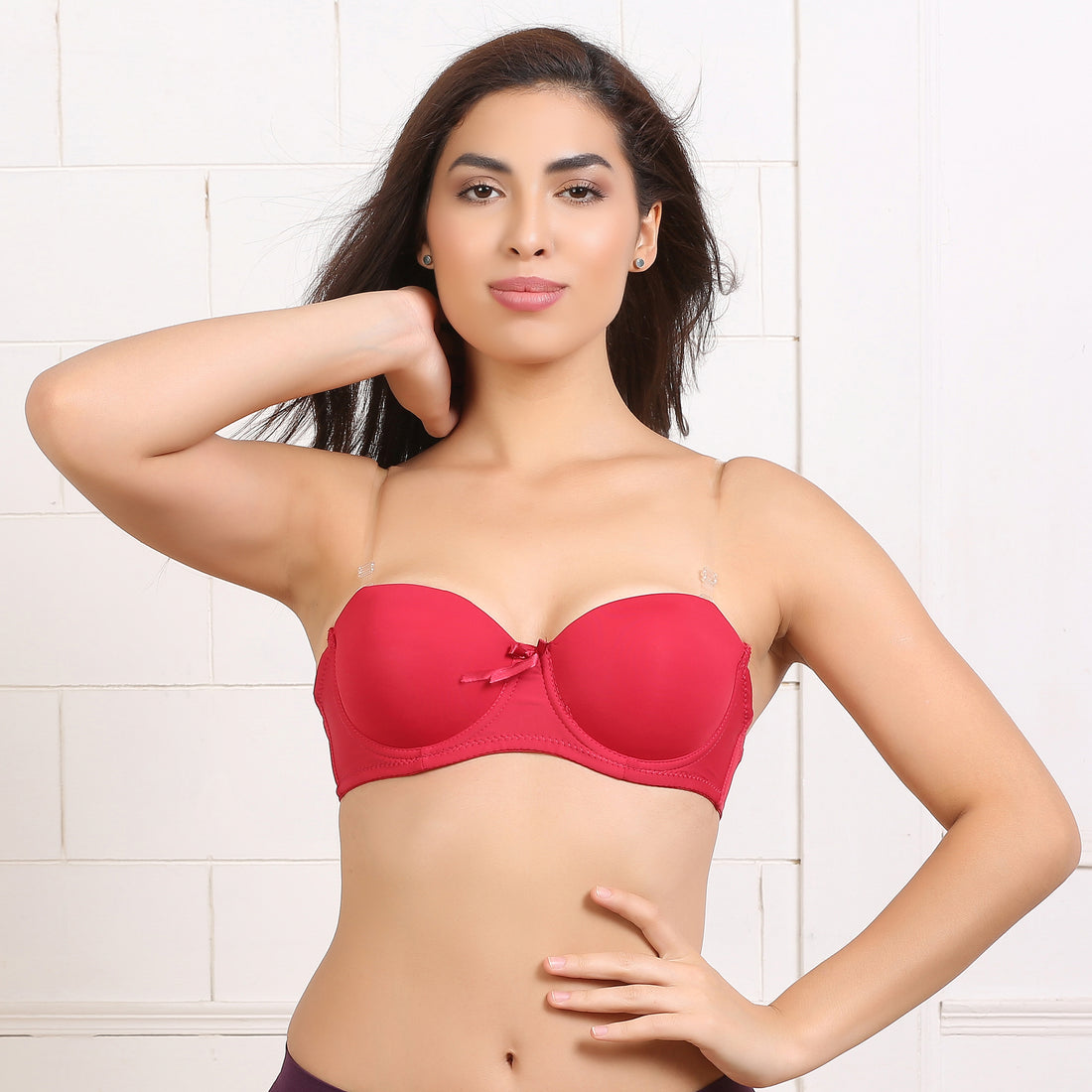Ficuster Wired Red Transparent Straps Bra