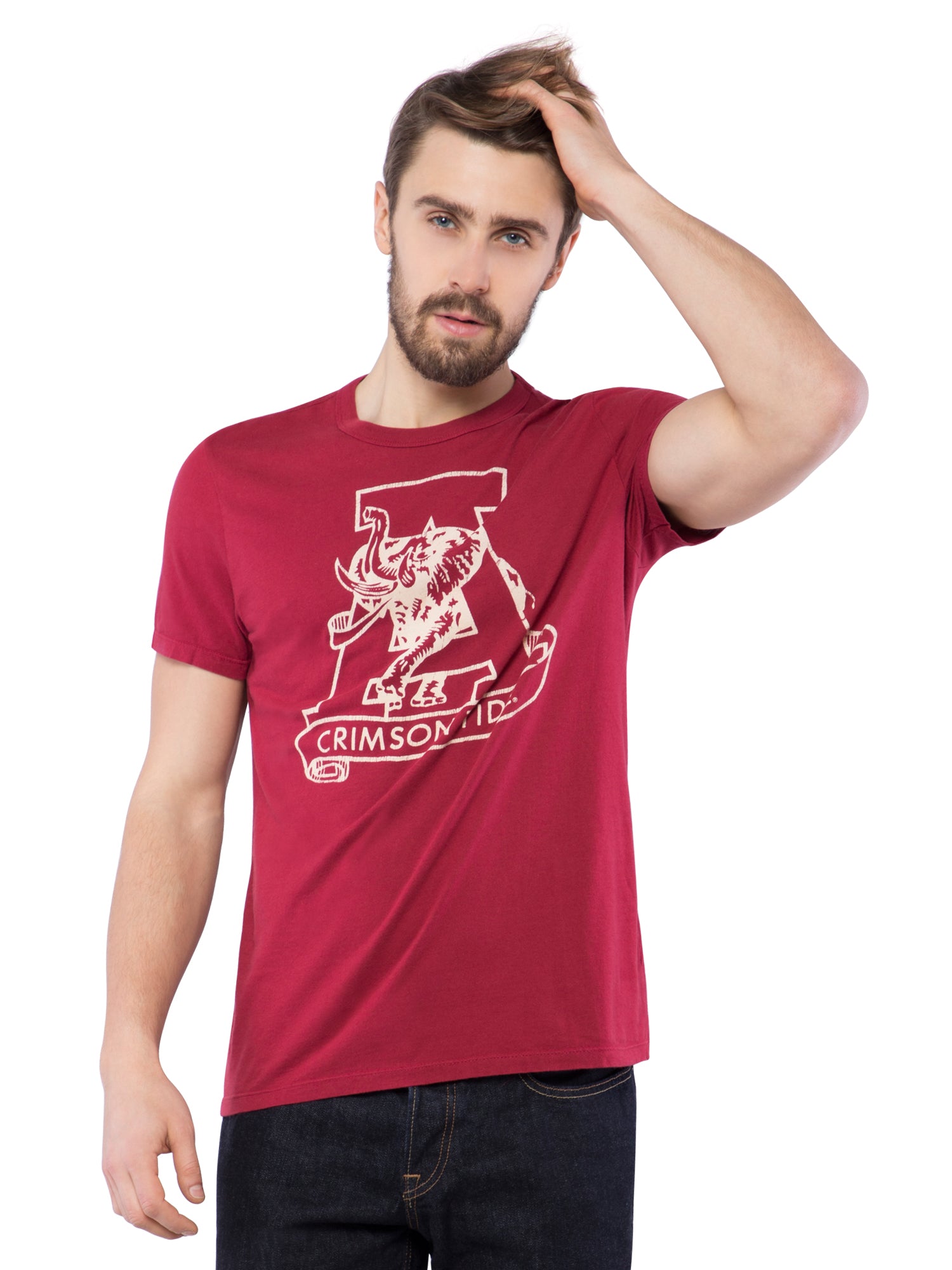 American Eagle Men Ruby Printed Crew Neck T-Shirt